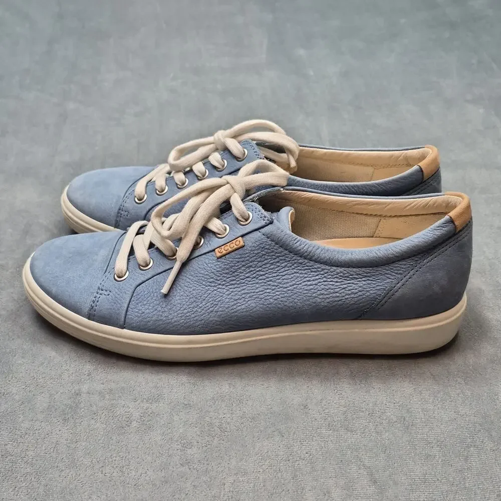 Ecco Ladies Blue Soft Suede Lace-Up Sneakers US Size 10 EU 41 Comfort Casual